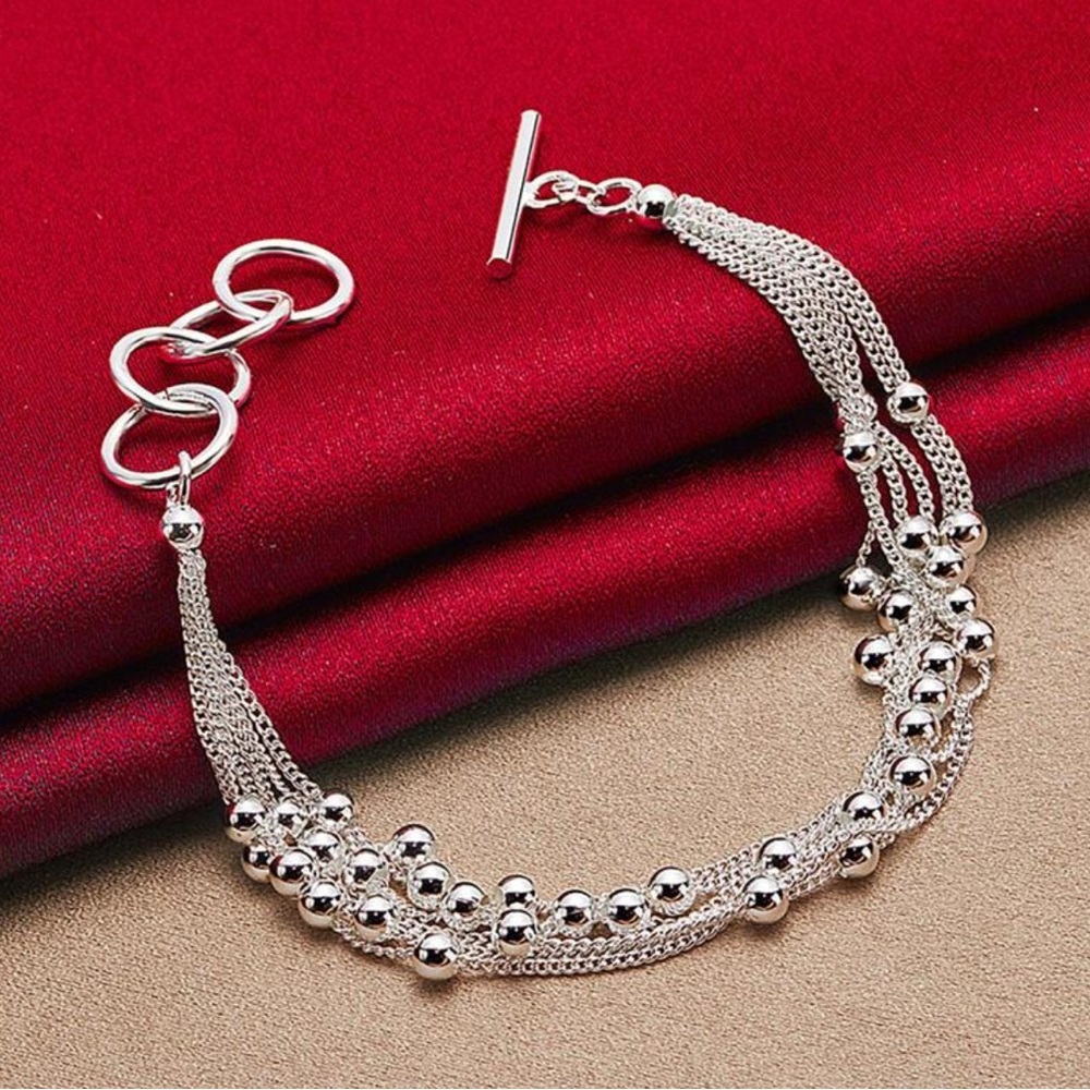 Multi-strand Silver tone Chain Bracelet